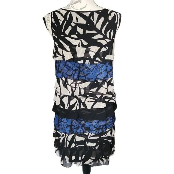 Kensie Ladies Mixed Pattern V-Neck Tiered Ruffle Dress - Size Medium - Picture 3 of 7